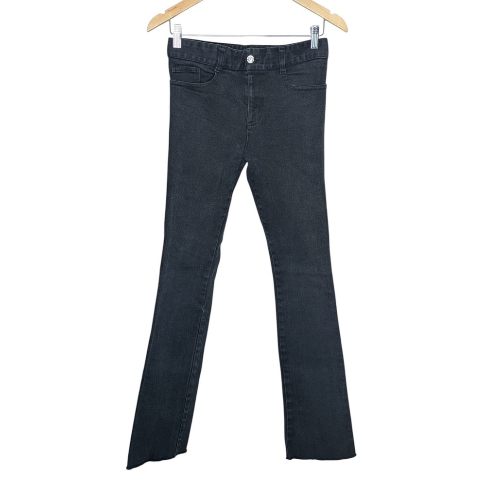 Y2K Lip Service 308-G Stretch Cotton Jeans Straight Leg‎ Raw Hem Black 30